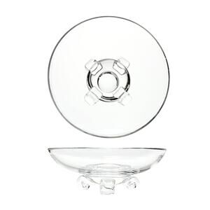 1940s Steuben & John Dreves Footed Scroll Shallow Dish Crystal Bowl 7.75” Signed